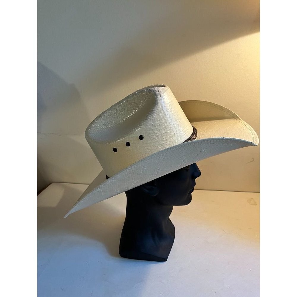 Justin's Mens Cowboy Western Hat Straw Light Beige Size 56 / 7